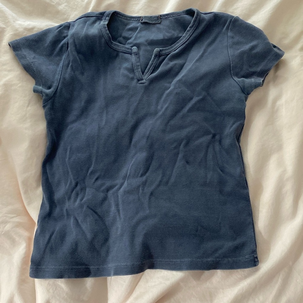 brandy melville blue v slit top